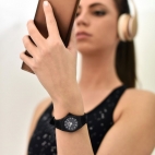 Sector 960 33mm 3h black dial black silicon st femminile