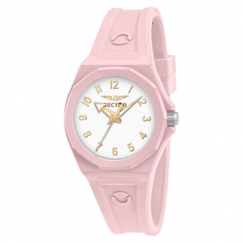 Sector 960 33mm 3h white dial pink silicon st femminile
