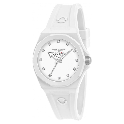 Sector 960 33mm 3h white dial white silicon st femminile