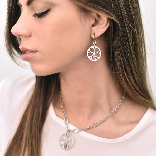 Morellato Fiore hoop orecc. charm cat eye rose femminile SATE08