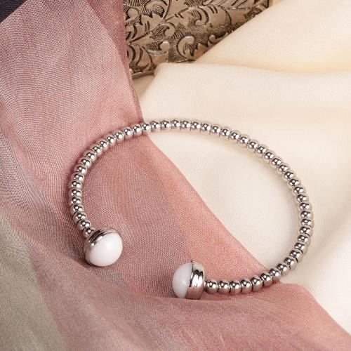 Morellato Enjoy bangle cuff ss boules white stones femminile