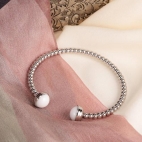 Morellato Enjoy bangle cuff ss boules white stones femminile
