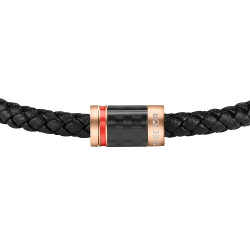 Sector Gioielli Bandy br. blk braided leather closure rg