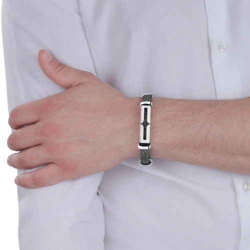 Sector Gioielli Marine br.ss + pvd black + black leather uomo