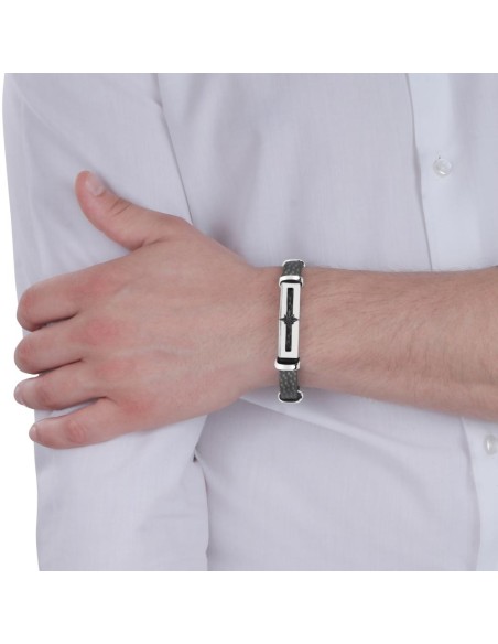 Sector Gioielli Marine br.ss + pvd black + black leather uomo
