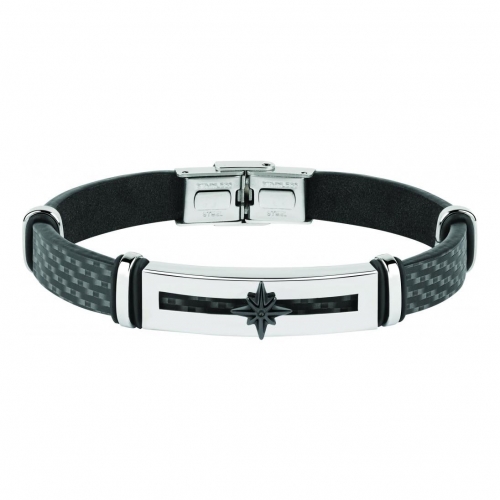 Sector Gioielli Marine br.ss + pvd black + black leather uomo