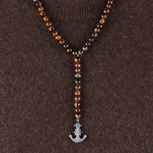 Sector Gioielli Natural pend.rosary tiger eye anchor ele uomo