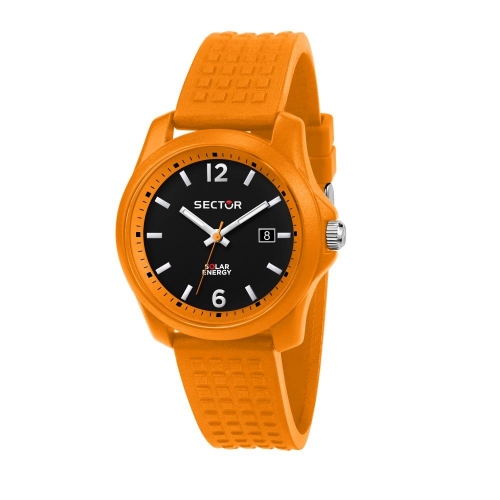 Sector 16.5 40mm 3h black dial orang silicon st