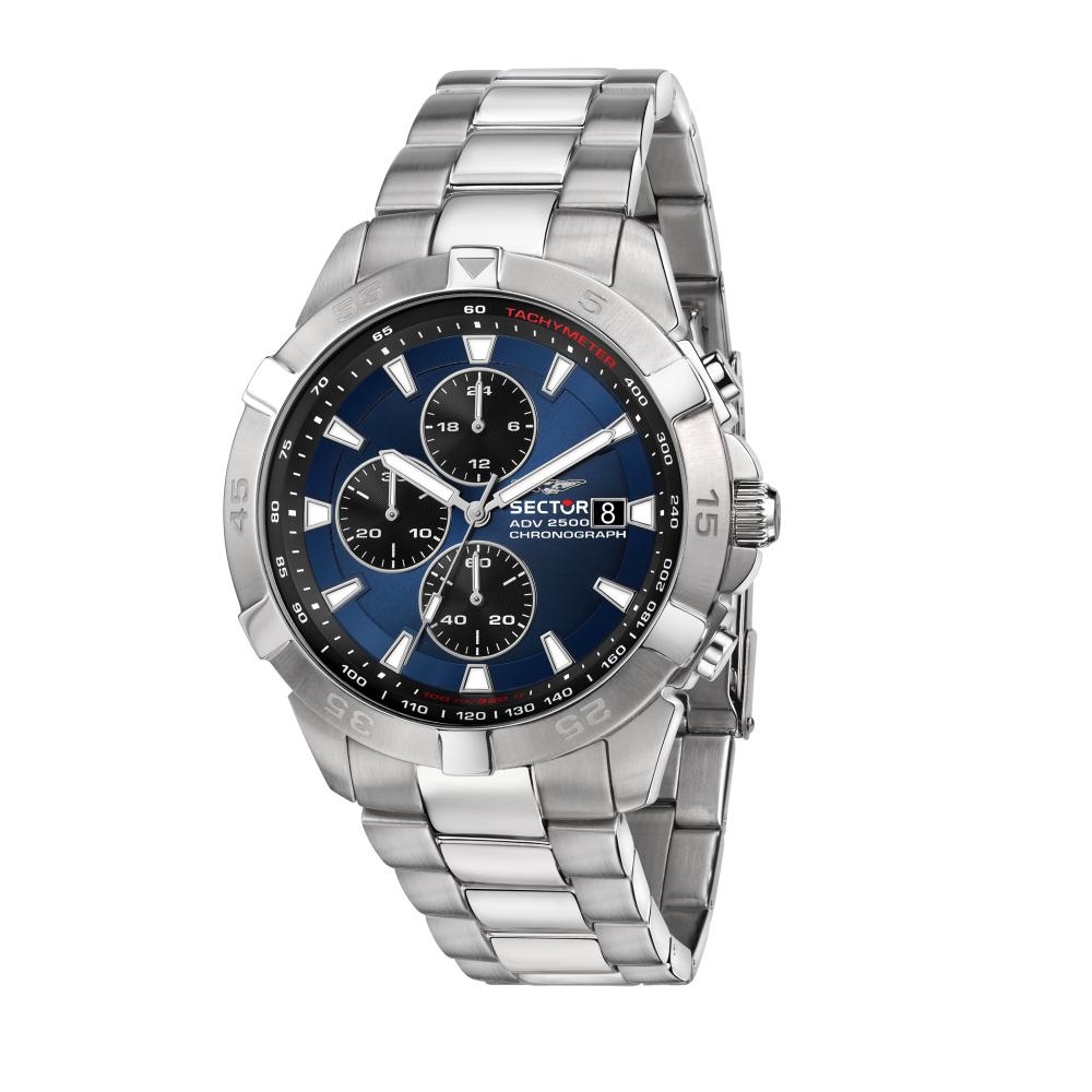 Orologio Sector Adv 2500 crono acciaio / blu - 43 mm - Web Time Orologi  Outlet
