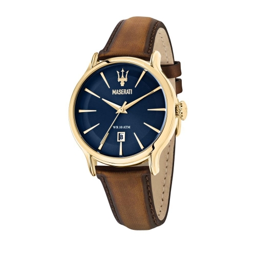 Maserati Epoca 42mm 3h blue dial brown strap