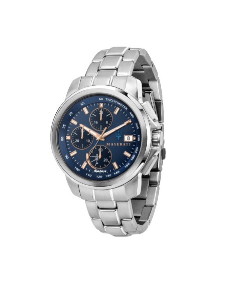 Orologio MASERATI uomo Successo Solar cronografo acciaio / blu