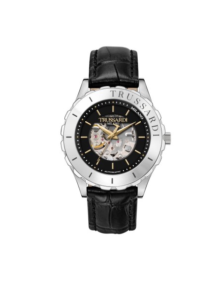 Orologio TRUSSARDI uomo T-logo Automatico pelle nero