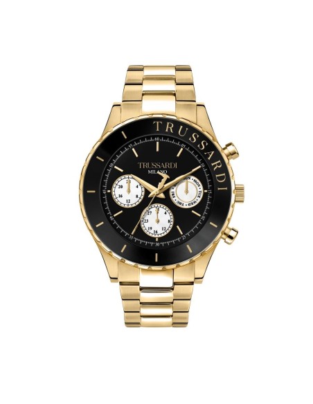 Orologio TRUSSARDI uomo T-logo multi funzione dorato / nero