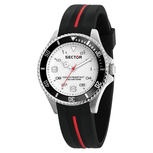 Sector 230 39mm 3h white dial silicon black st uomo R3251161040