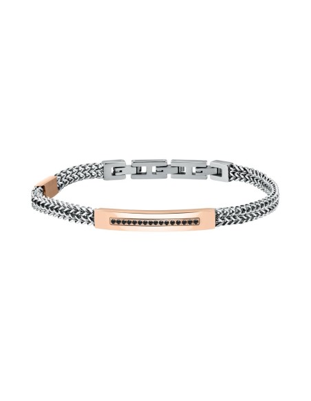 Bracciale MORELLATO uomo Catene acciaio / oro rosa / pietre nere