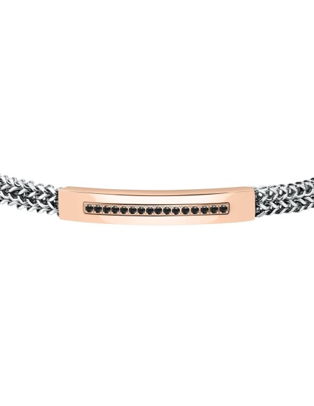Bracciale MORELLATO uomo Catene acciaio / oro rosa / pietre nere