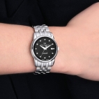 Philip Watch Anniversary 30mm 3h blk dial w/dia br ss donna
