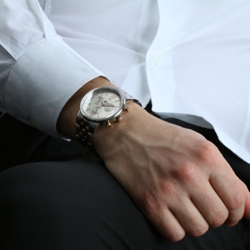 Philip Watch Truman chr 41mm ivory dial br ss+rg uomo