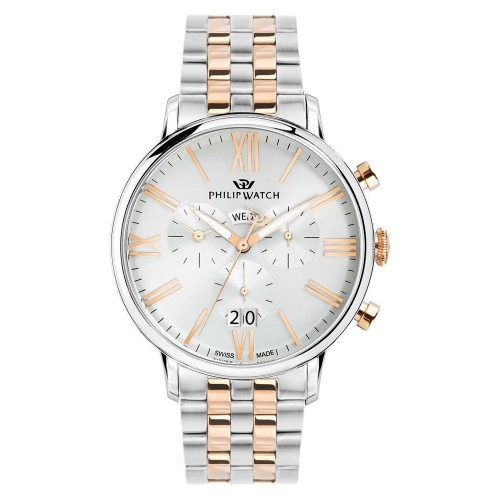 Philip Watch Truman chr 41mm ivory dial br ss+rg uomo