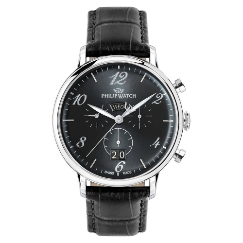 Philip Watch Truman chr 41mm gray dial black st uomo R8271695002