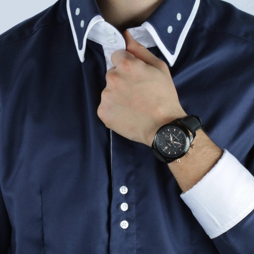 Philip Watch Seahorse chr black dial black strap uomo
