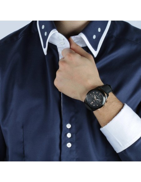 Philip Watch Seahorse chr black dial black strap uomo