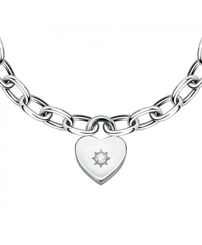 Morellato Bracciale Donna Collezione Abbraccio, In Bronzo E Acciaio Con Cristallo, Lunghezza 19 Cm, Chiusura A Moschettone
