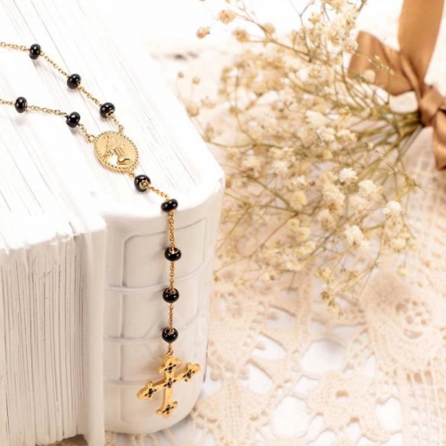 Morellato Devotion long pend. rosary yg black ston femminile