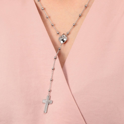 Morellato Devotion long pend. rosary ss heart+cros femminile