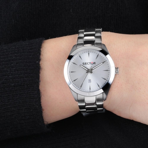 Sector 120 36mm 3h w/silver dial br ss donna R3253588516
