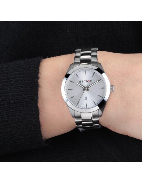 Sector 120 36mm 3h w/silver dial br ss donna R3253588516