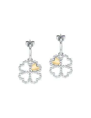 Morellato Dolcevita earrings ss & yg 4 leaf clover