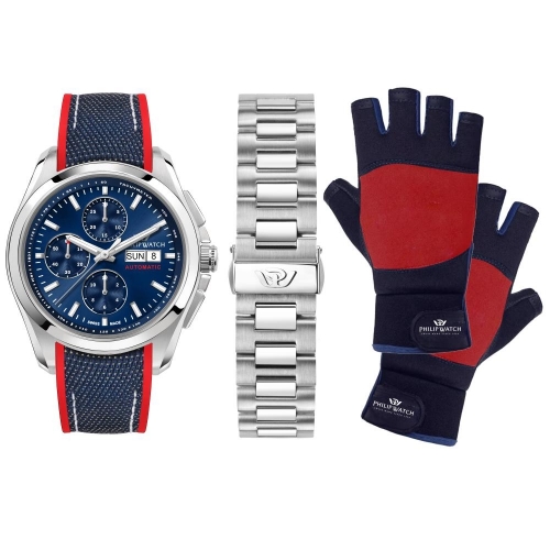 Philip Watch Amalfi 43mm auto blue dial silicon...