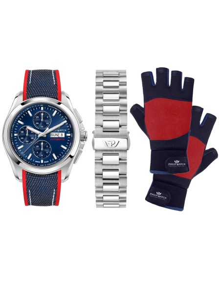 Philip Watch Amalfi 43mm auto blue dial silicon str