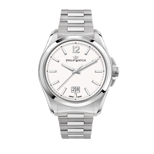 Philip Watch Amalfi 43mm 3h white dial br ss