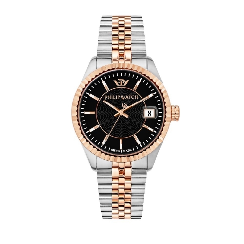 Philip Watch Caribe 39mm 3h black dial br ss+rg