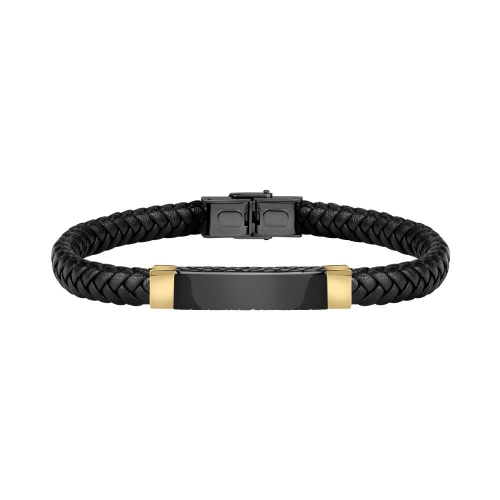 Sector Bandy br. blk braided leather blk+yg tag