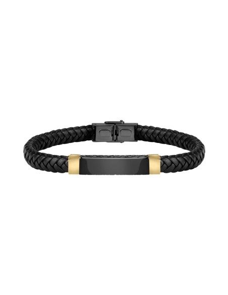 Sector Bandy br. blk braided leather blk+yg tag