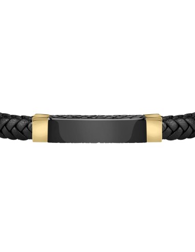 Sector Bandy br. blk braided leather blk+yg tag