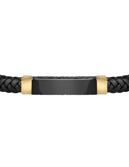 Sector Bandy br. blk braided leather blk+yg tag