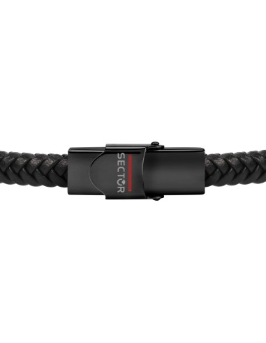 Sector Bandy br. blk braided leather blk+yg tag