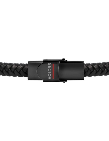 Sector Bandy br. blk braided leather blk+yg tag