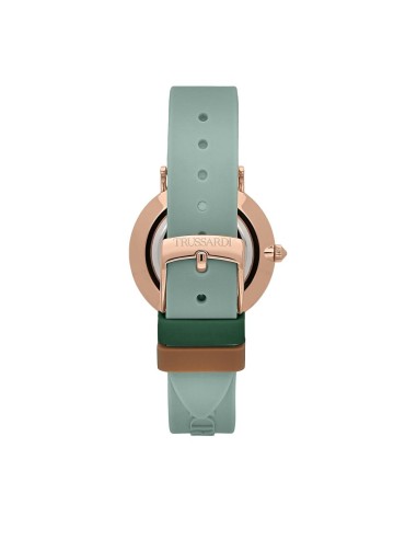 Trussardi T-motif 33mm 2h wsilver dial green st