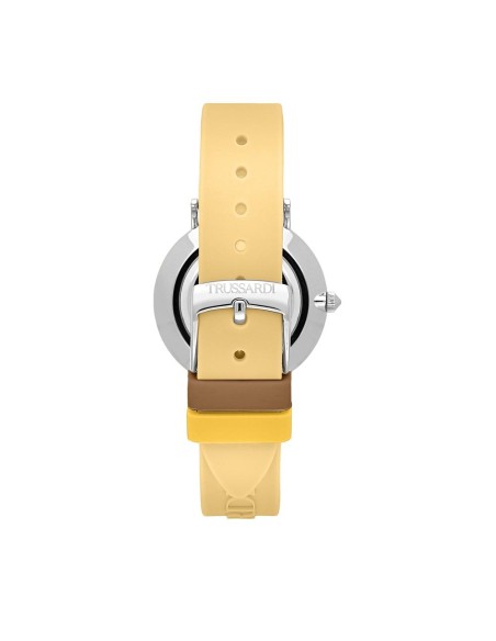Trussardi T-motif 33mm 2h wsilver dial yellow st