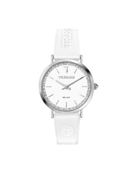 Trussardi T-motif 33mm 2h white dial white sil st
