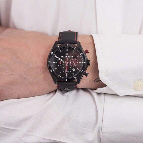 Orologio Maserati Sorpasso chrono pelle nero - 44 mm
