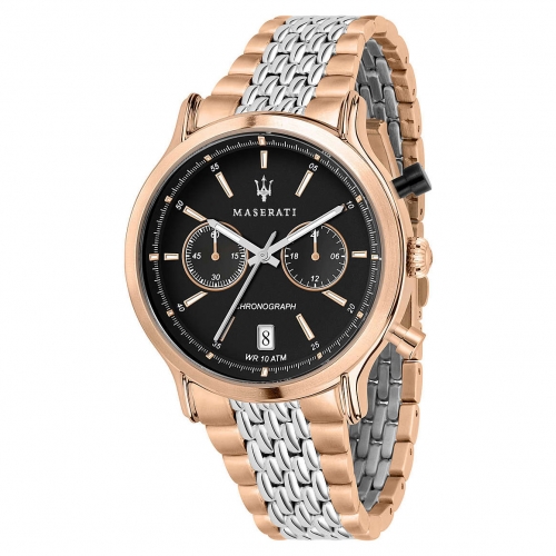 Maserati Epoca 42mm chr blk matt dial br ss+rg maschile