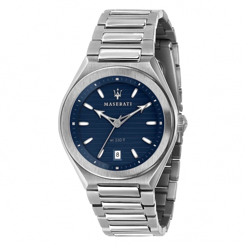 Maserati Triconic 40mm 3h blue dial br ss