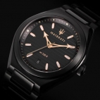 Maserati Triconic 40mm 3h black dial br black