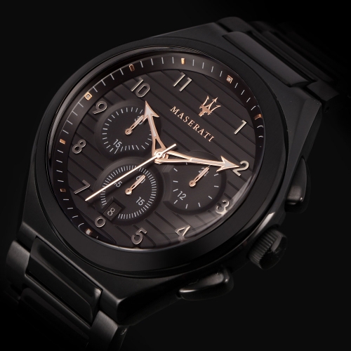 Maserati Triconic 43mm chr black dial br black